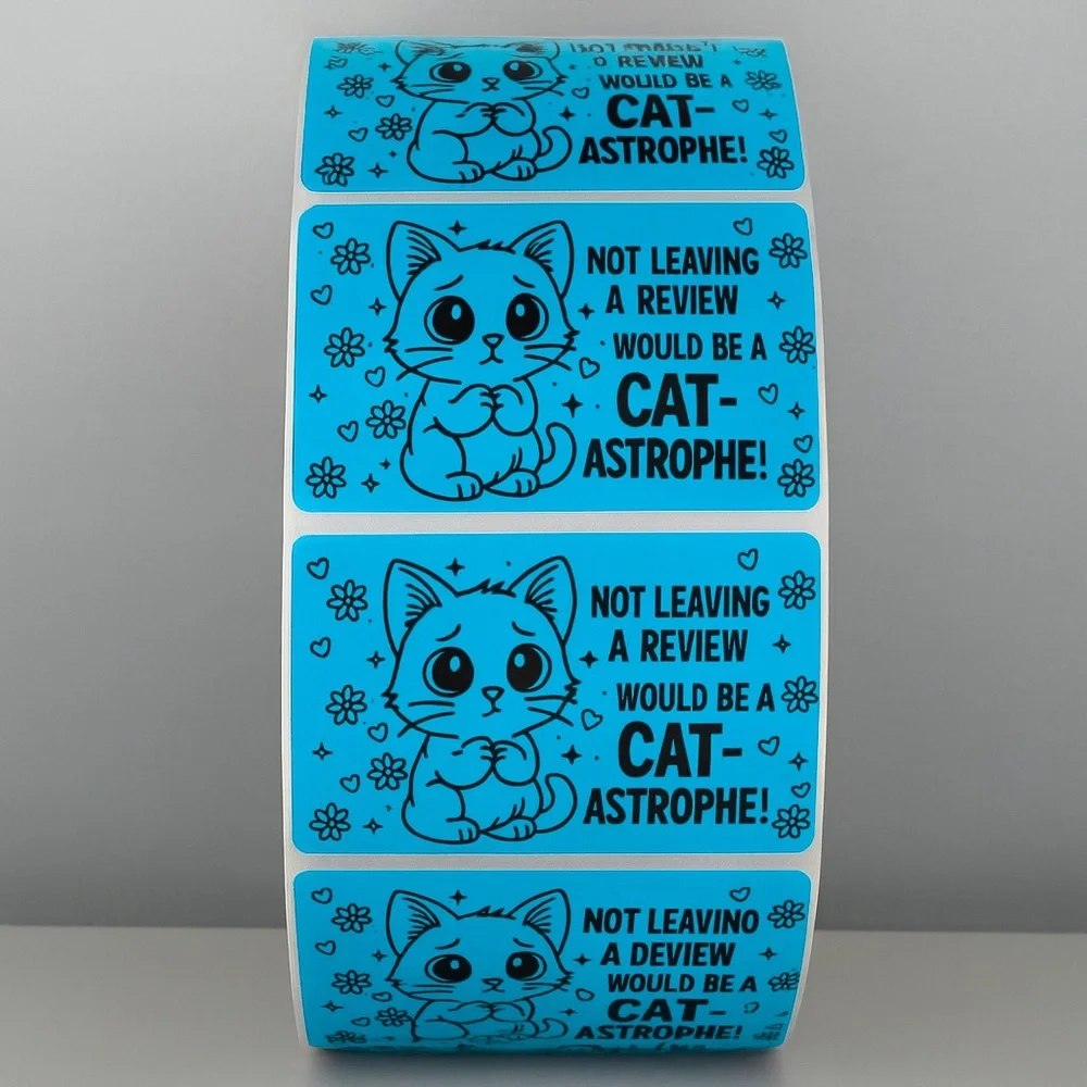 Cat Review Stickers – Cute Not Leaving a Review Would Be a Catastrophe Labels